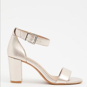 ROSE GOLD LEATHER ANKLE STRAP TAPERED HEEL (WW)